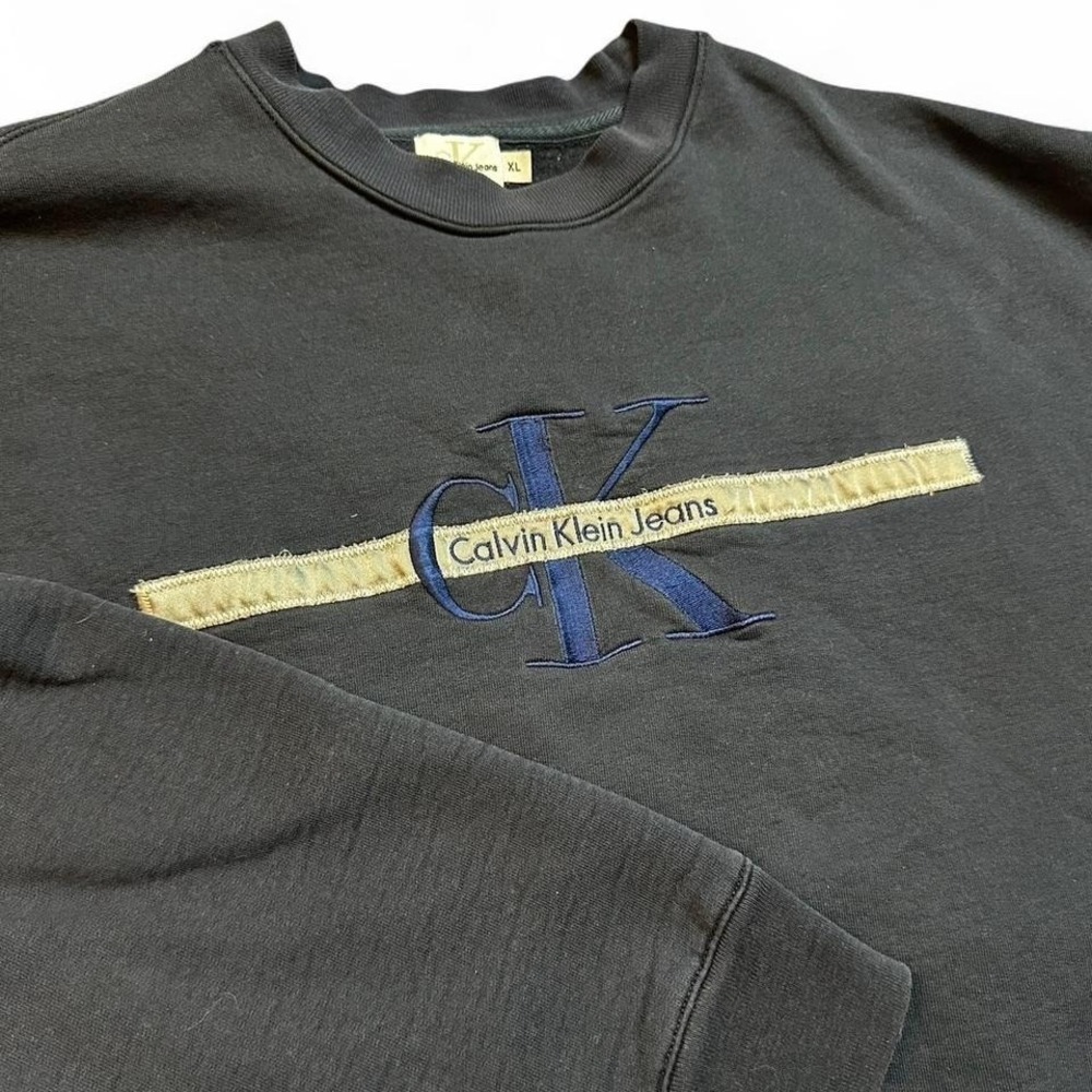 Vintage Calvin Klein navy blue preppy‎ casual crewneck sweatshirt size XL